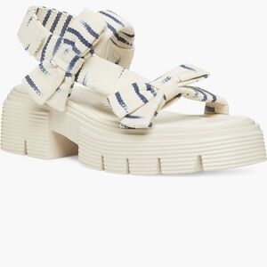 Stuart Weitzman Cream and Navy Sandals